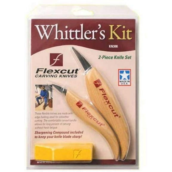 Flexcut Carving Tools, Whittler's Kit, High Carbon Steel Blade, Ergonomic Ash Handle, with Flexcut Gold Polishing Compound KN300