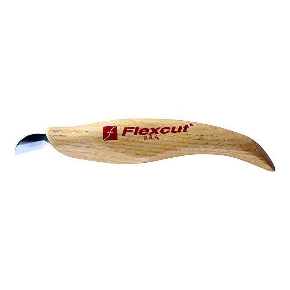 Flexcut Mini-Chip Carving Knife 0.625 Carbon Steel Blade, Ash Wood Handles  - KnifeCenter - FLEXKN20