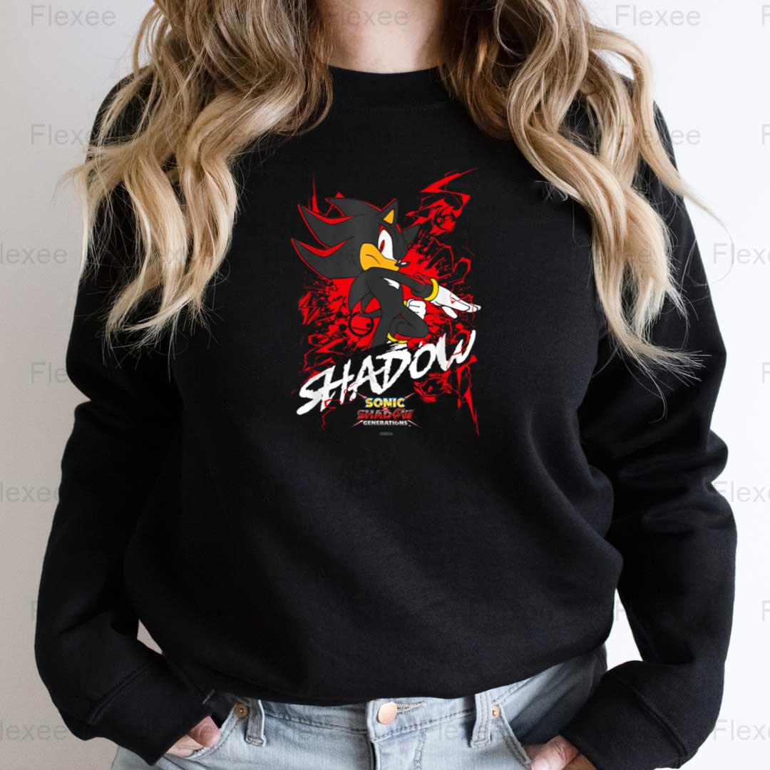 Sweatshirt Officiel Sonic X Shadow Generations - Sweat à Col Tissé Avec Motif Shadow The Hedgehog