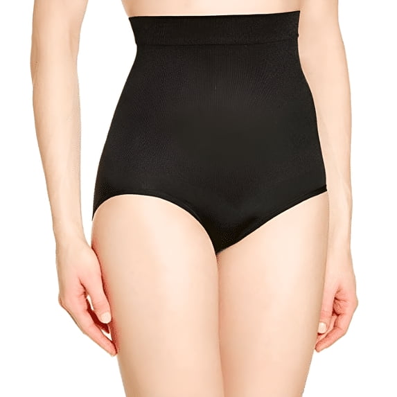 Flexees Maidenform Women's Control It Shiny Brief, Black, Medium
