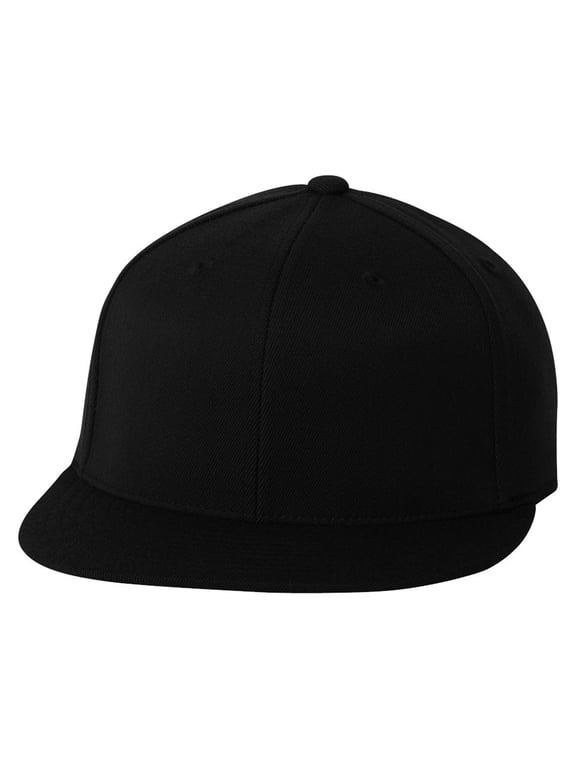 210 Premium Fitted Flat Visor Cap , 6210 , Black , Large/X-Large
