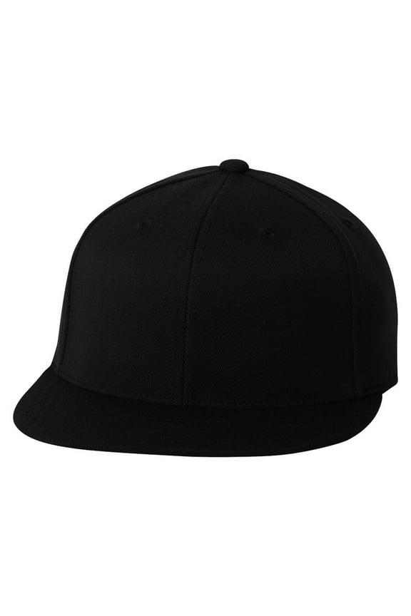 210 Premium Fitted Flat Visor Cap , 6210 , Black , Large/X-Large