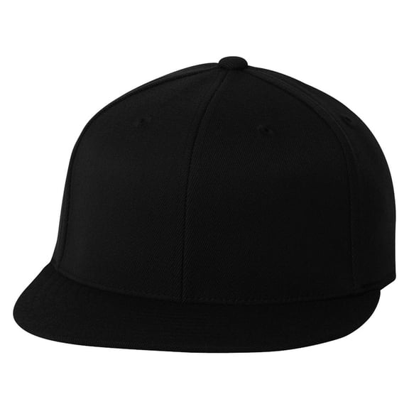 Flexfit 210 Premium Fitted Flat Visor Cap , 6210 , Black , Small/Medium