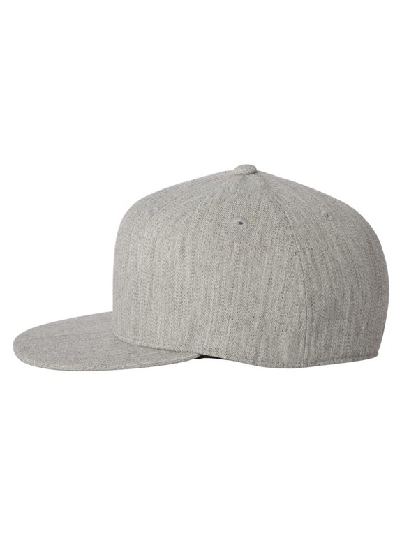 210 Premium Fitted Flat Visor Cap , 6210 , Heather Grey , Small/Medium