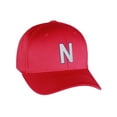 thumbnail image 1 of Flexfit Baseball Hat Custom Letter Initials A to Z Curved Bill, Red Cap Blue Wht, 1 of 3