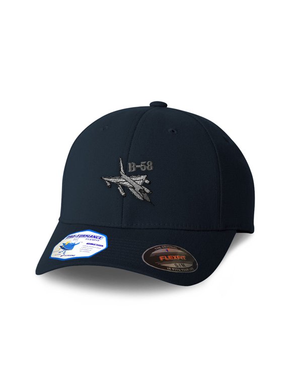 Flexfit Cap for Men & Women Embroidered B-58 Hustler Aircraft Name Embroidery Flexfit Hats Baseball Caps Small Medium Dark Navy Design Only