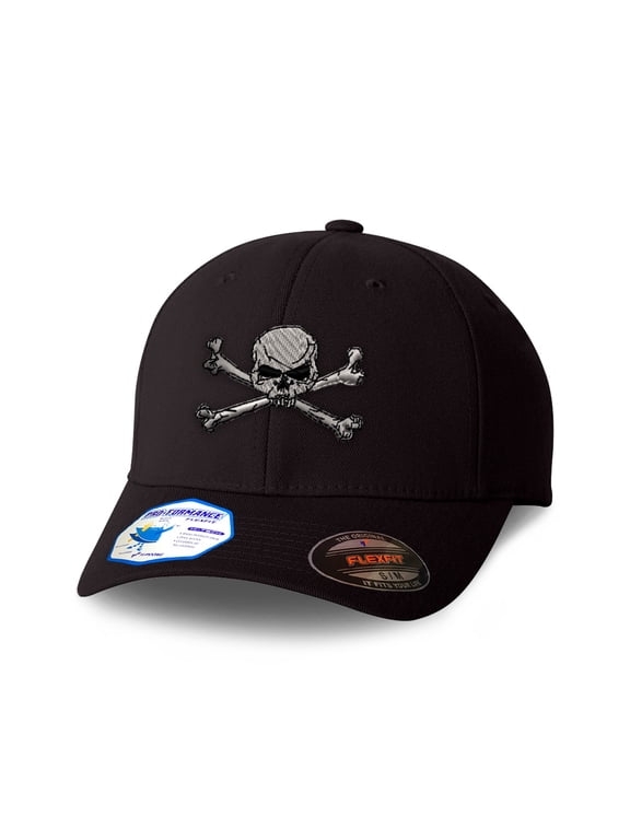 Flexfit Cap for Men & Women Embroidered Skull C Embroidery Flexfit Hats Baseball Caps Small Medium Black Design Only