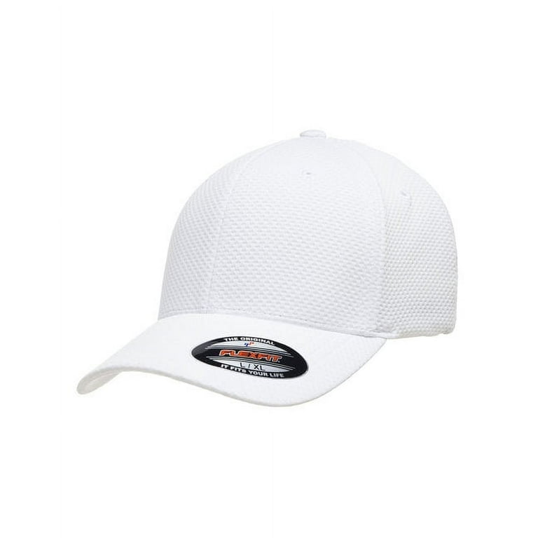 Flexfit Cool & Dry 3D Hexagon Jersey Cap - WHITE - L/XL