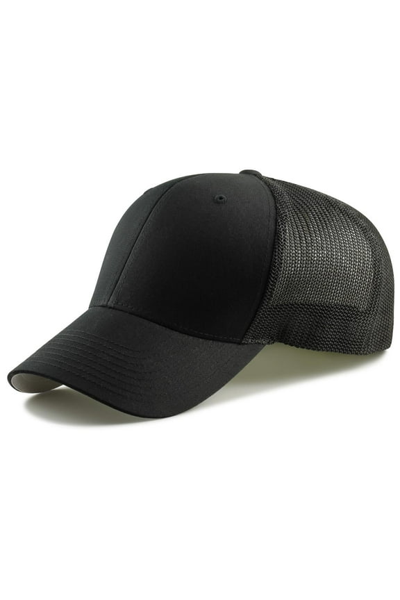 Fitted Mesh Big Trucker Hat (Black)