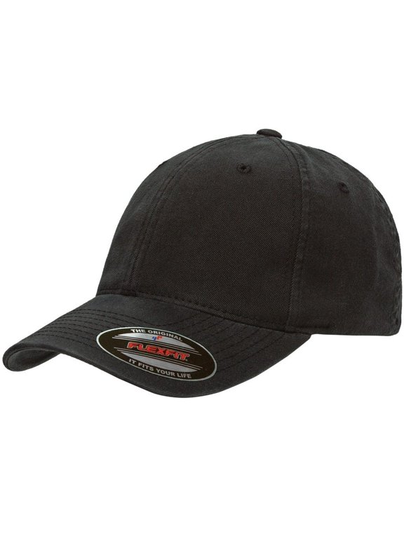 Low Profile Garment Washed Cotton Cap Black, L/XL Fitted 7 1/4" - 7 5/8"