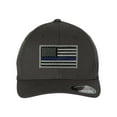 thumbnail image 1 of Flexfit V-Flex Twill Fitted Baseball Cap with Thin Blue Line Flag Patch Hat, 1 of 2