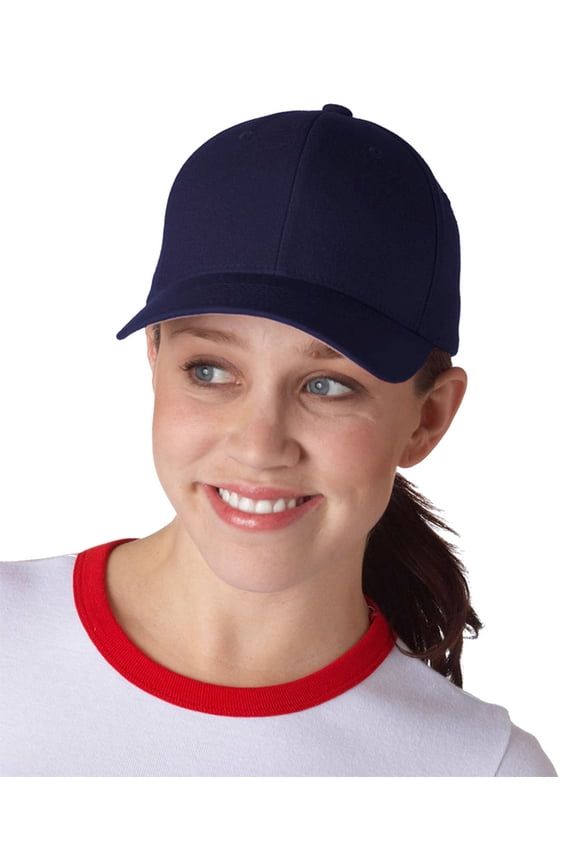 Wool Athletic Shape Cap , 6477 , Navy , Small/Medium