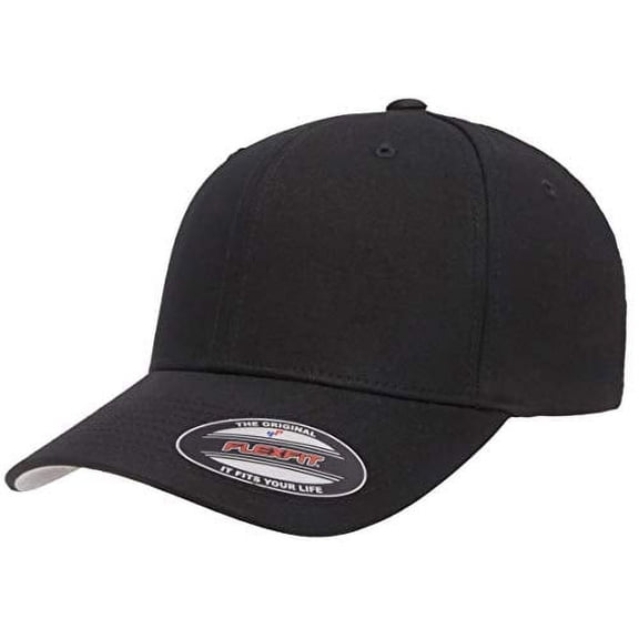 Flexfit unisex adult Cotton Twill Fitted Cap Hat, Black, Large-X-Large US