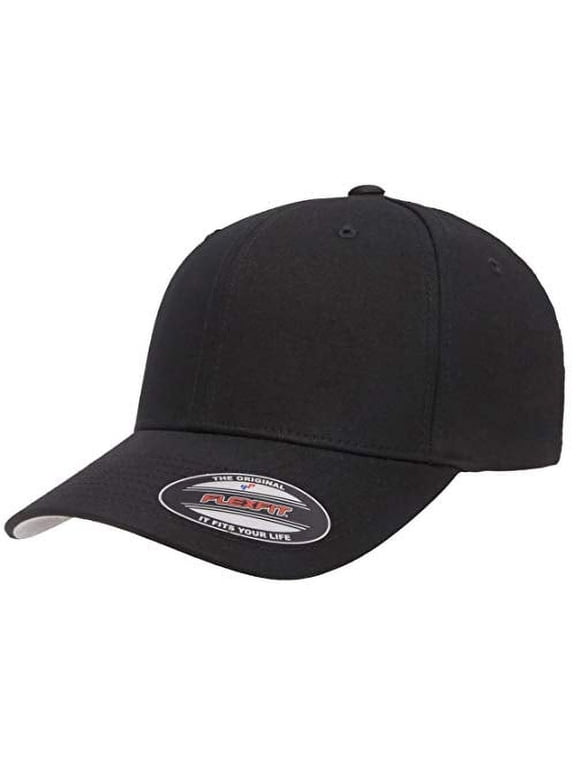 unisex adult Cotton Twill Fitted Cap Hat, Black, Large-X-Large US