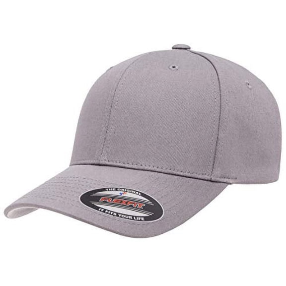 Flexfit unisex adult Cotton Twill Fitted Cap Hat, Grey, Small-Medium US