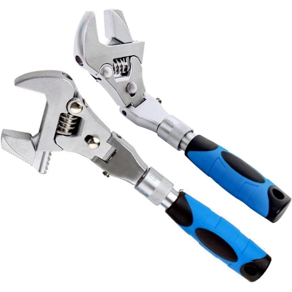 Flexhead Adjustable Wrench,10" to 12" Ratcheting Crescent Wrenches tool,Retractable Extension Shank and 180 Rotating Head,Cr-V Chrome Vanadium Steel