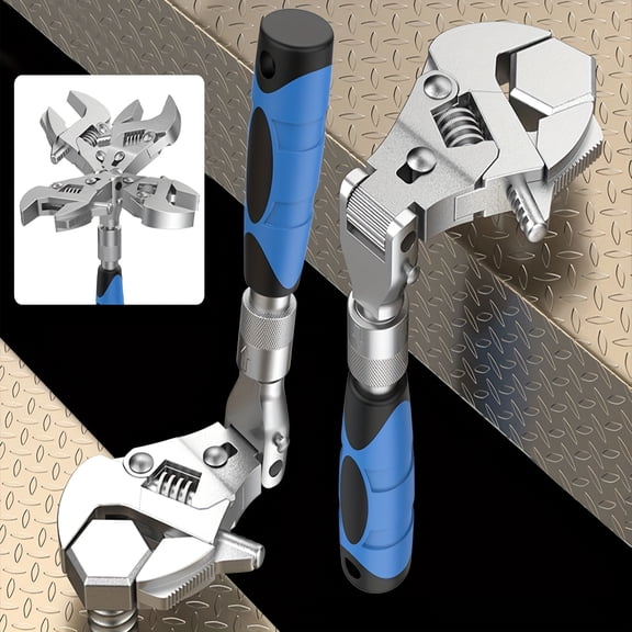 Flexhead Adjustable Wrench 10inch to 12 inch Ratcheting Crescent Wide Jaw Wrench Retractable Extension Shank And 180 dgree Rotating Headfor Home Garage Workshop