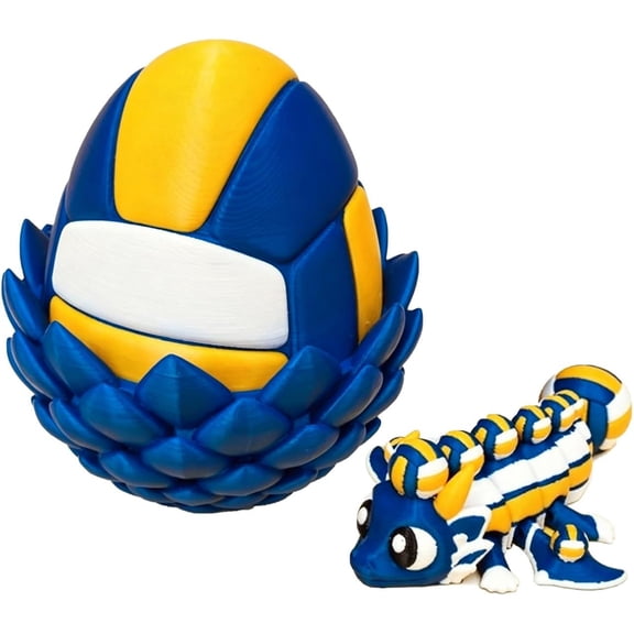 Flexi Baseball Dragons & Egg, 3D Printed Dragon Fidget Stuff with Openable Surprise Storage Egg, Stress Relief Desk Gift for Sports Enthusiast