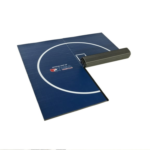 Dollamur 10x10x1.25 Wrestling Mat, Navy, Home Workouts, Exercise, with Circles, FLEXI-Connect