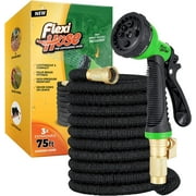 Flexi Hose with 8 Function Nozzle Expandable Garden Hose, Lightweight & No-Kink, 75 FT Black