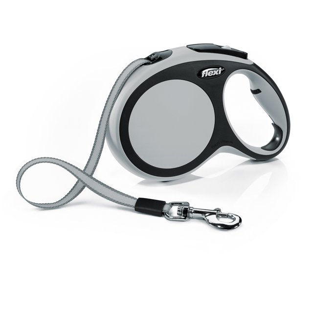 Flexi New Comfort Medium Tape Retractable Dog Leash, 16 ft, Grey (For
