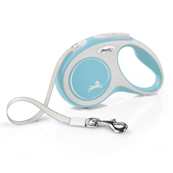 Flexi New Comfort S Tape Leash 16ft Blue for Dogs Up to 33 lbs with Soft Grip