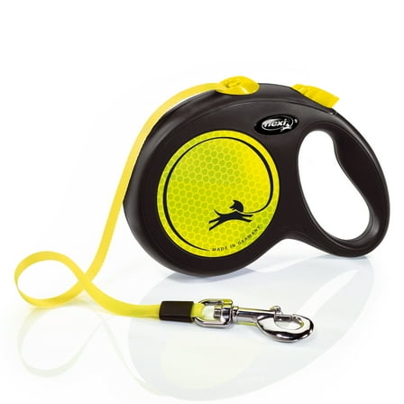 Flexi New Neon Tape Retractable Dog Leash, Black/Neon 16ft (for Dogs up to 110 lbs)