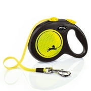 Flexi New Neon Tape Retractable Dog Leash, Black/Neon 16ft (for Dogs up to 110 lbs)