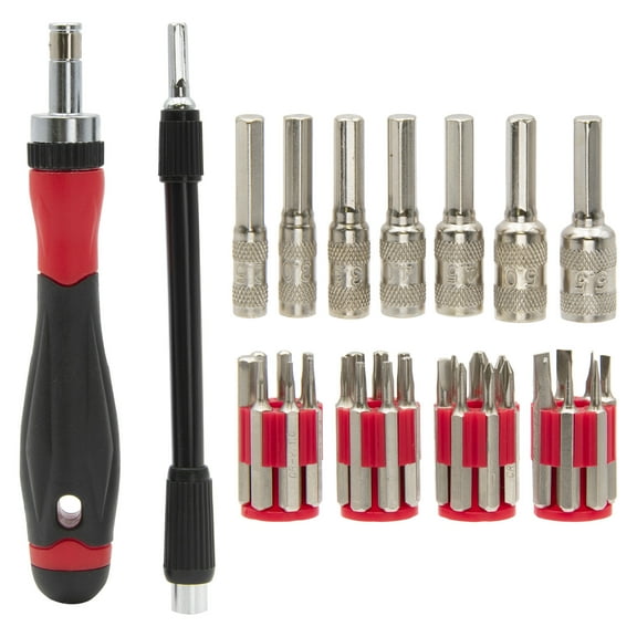 Flexi Precision 37 PC Screwdriver and Mini Socket Tool Set in Red/Black
