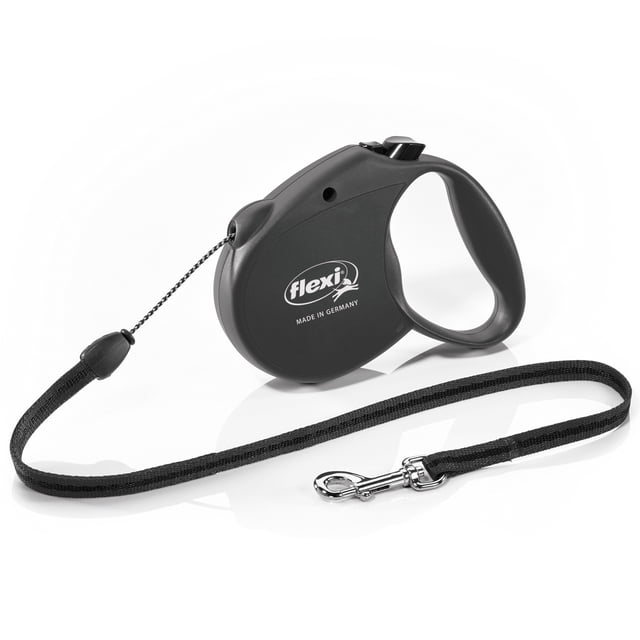 Flexi Retractable Dog Leash (Cord), 16 ft, Small, Black. For dogs up to 26 lbs.