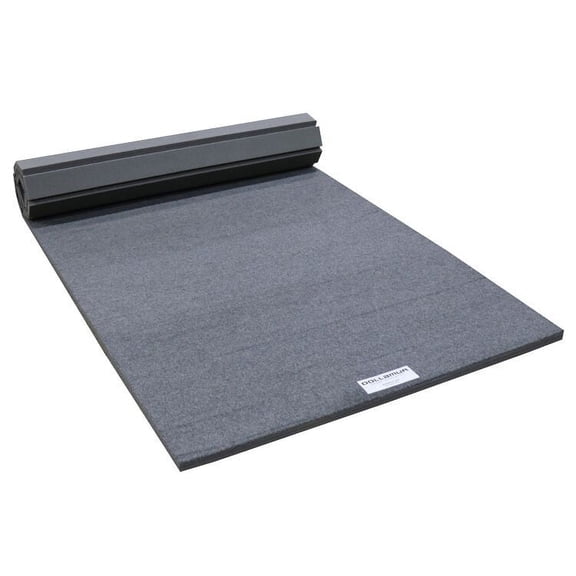 Dollamur 5'x10'x1-3/8" Gymnastics Mat, Charcoal Gray, Carpeted Mat for Tumbling and Cheerleading, FLEXI-RollĀ®