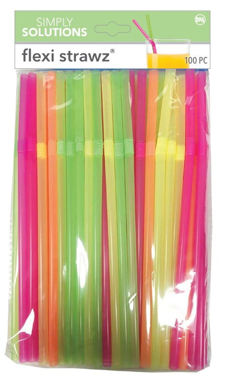 None Flexi Straws Neon 100pk
