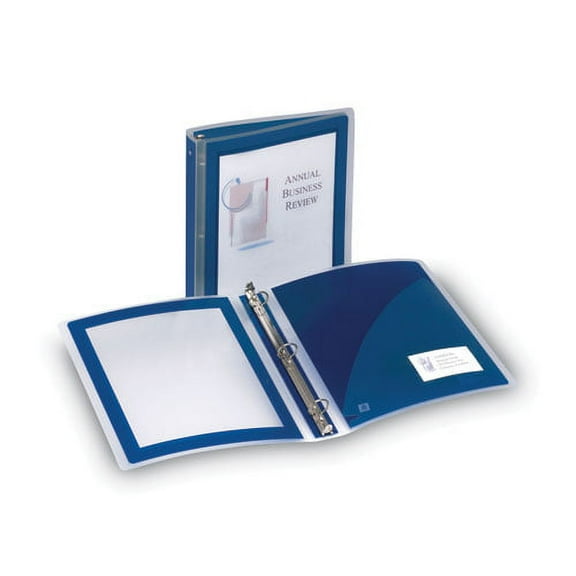 "Flexi-View Binder With Round Rings, 3 Rings, 1.5"" Capacity, 11 X 8.5, Navy Blue | Bundle of 2 Each"