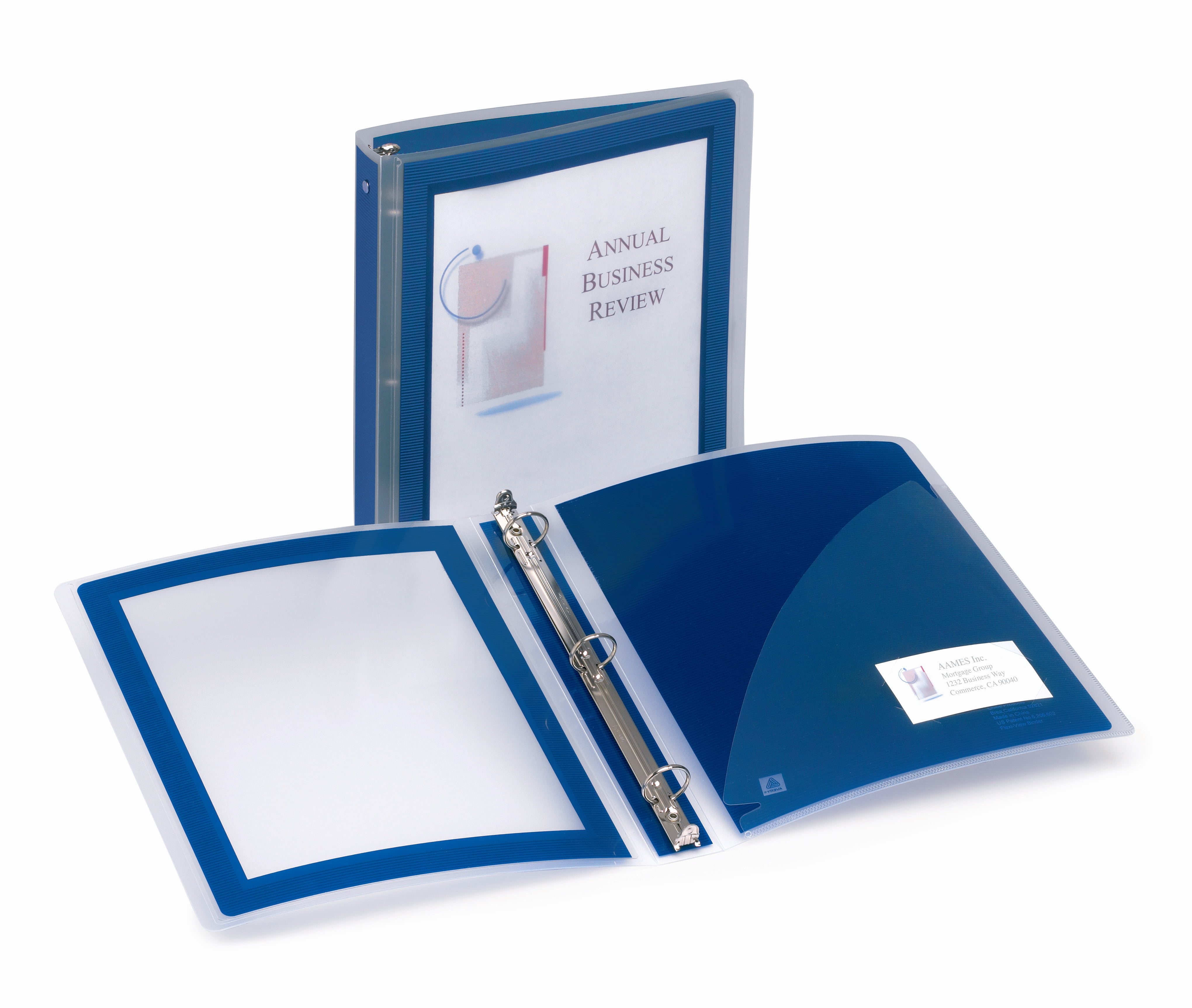 "Flexi-View Binder With Round Rings, 3 Rings, 1.5"" Capacity, 11 X 8.5, Navy Blue | Bundle of 5 Each"