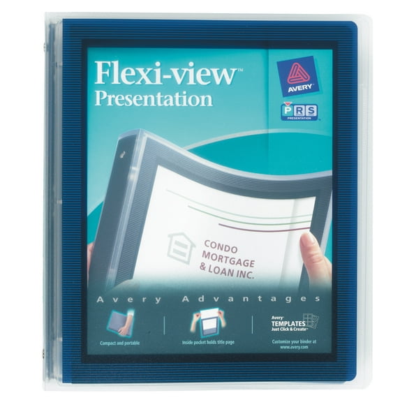 Flexi-View Binder With Round Rings, 3 Rings, 1" Capacity, 11 X 8.5, Navy Blue | Bundle of 5