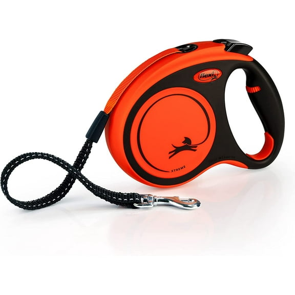 Flexi Xtreme Extra Strong Retractable Tape Leash for Medium Dogs - 16 ft, Orange
