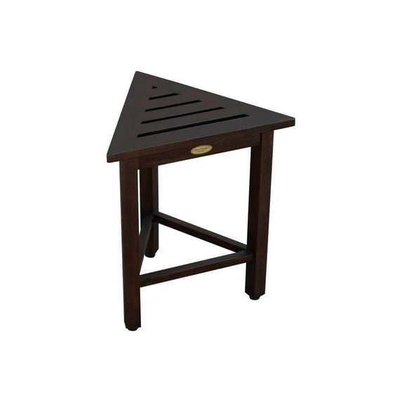 FlexiCorner Teak Wood 17" Triangular Stool in Brown Finish