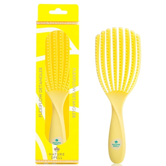 FlexiFlow Detangling Hair Brush, Flexible Strands for Gentle Brushing, Eliminates Knots & Reduces Breakage, Suitable for All Hair Types, Yellow