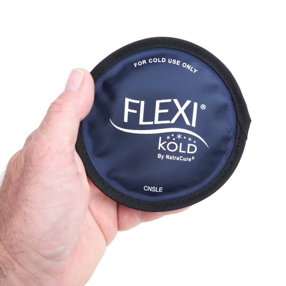 FlexiKold Gel Ice Pack Circles with Adjustable Straps (4 Pack, 4" Round) Reusable Small Cold Packs for Jaw, Sinus, Wrist & Minor Injuries