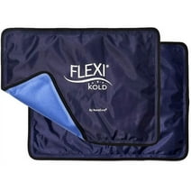 FlexiKold Gel Ice Packs with Straps (Standard Large) - Two (2) Reusable Cold Therapy Compresses (For Pain and Injuries, Wrap Around Knee, Shoulder, Back, Ankle, Neck, Hip, Wrist) - 6300-STRAP-2PK