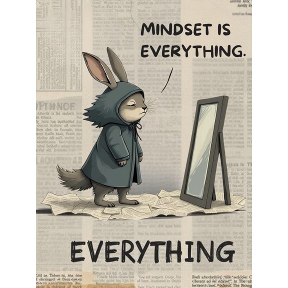 FlexiPrints - 12x16 Inches Mindset Wall Art - Minimalist Typography Print - Modern Home & Office Decor - Unframed Poster