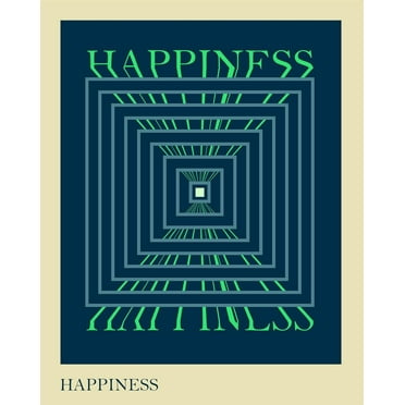 FlexiPrints - 8x10 Inches HAPPINESS Motivational Wall Art - Minimalist Typography Print - Modern Home & Office Decor - Unframed Poster