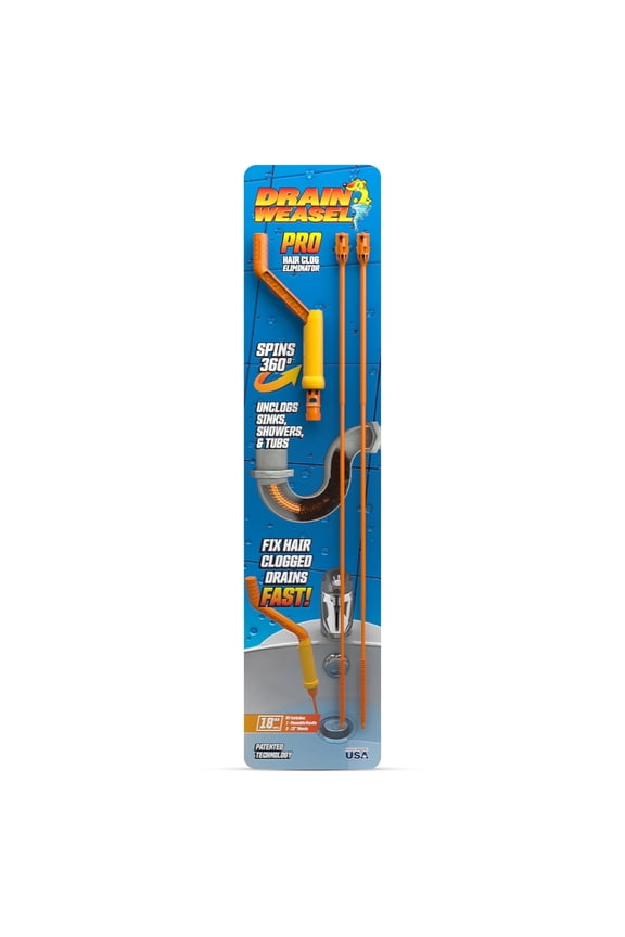 Drain Weasel Pro Snake Hair Clog Remover, Starter Kit 2 Pack