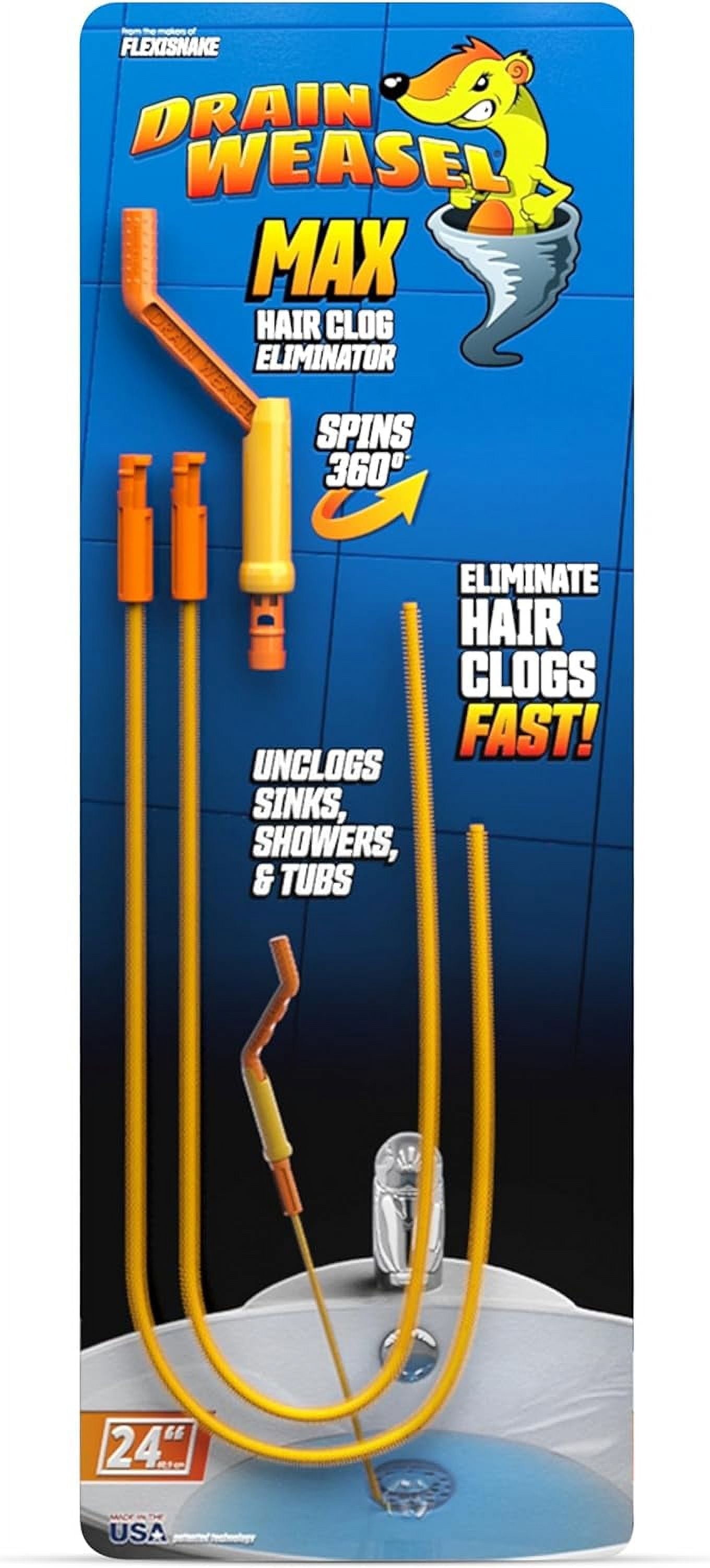 FlexiSnake Drain Weasel MAX Snake Hair Clog Remover Plumbing Tools, 24 inch, 2 Pack