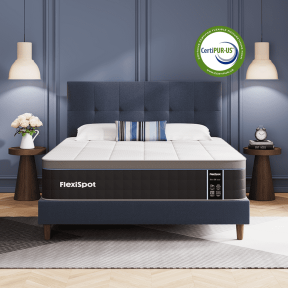 FlexiSpot 13" Hybrid Mattress with Lumbar & Shoulder Support – Cooling, Fiberglass-Free, Odor-Free – Hotel Collection – Motion Isolation, CertiPUR-US Certified