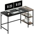 thumbnail image 1 of FlexiSpot 55" Metal Computer Desk with 2 Storage Shelves, Home Office Desk Black and Rustic, 1 of 9