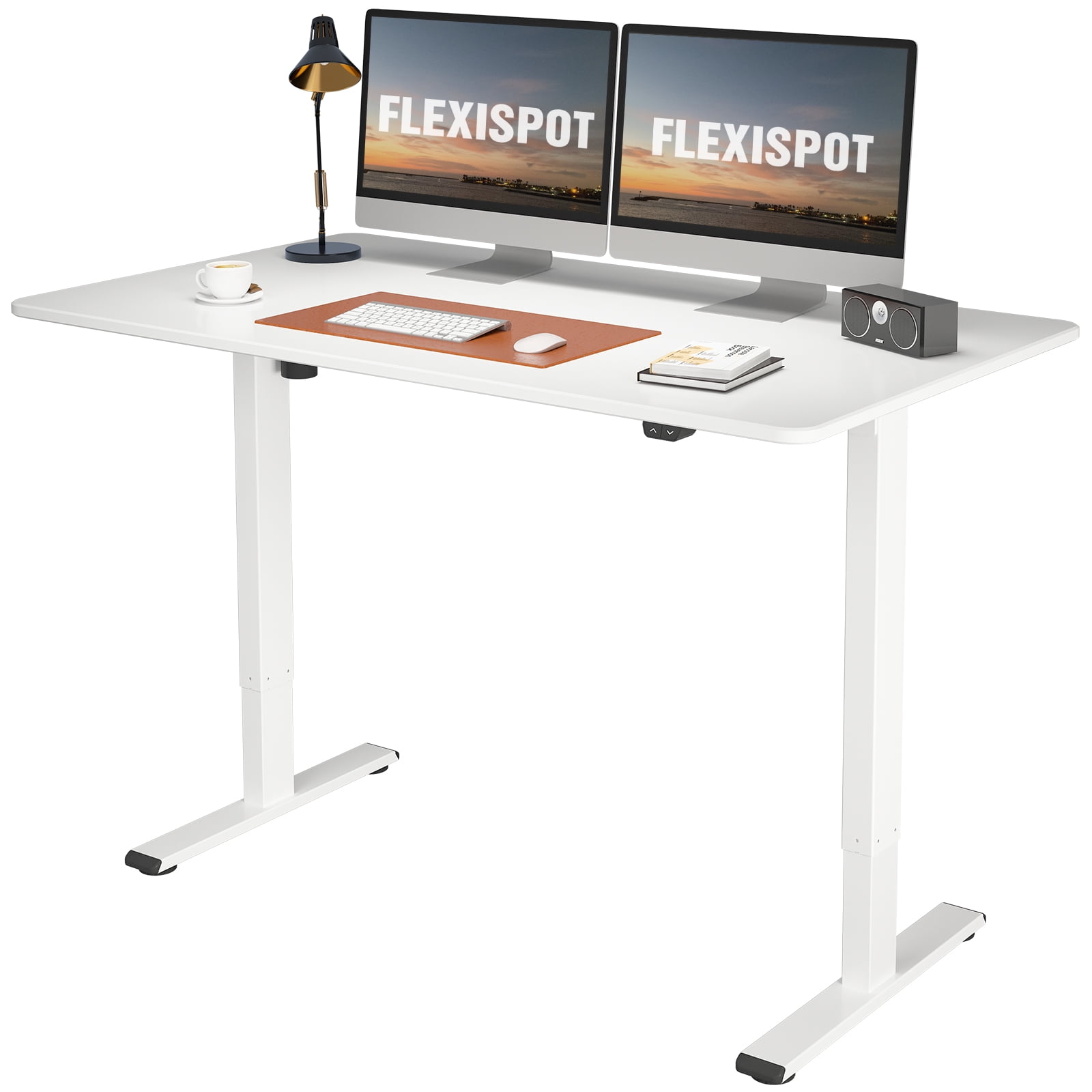 FlexiSpot 55x28 Ergonomic Home Office Electric Height Adjustable Desk  White Computer Standing Desk