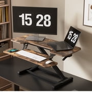 FitStand Home Office Height Adjustable Standing Desk Converter Special Walnut 40" U-Shape with Keyboard Tray