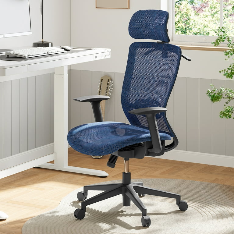 FlexiSpot Ergonomic Mesh Office Chair Swivel Height Adjustable Computer Desk Chair with Armrests Blue