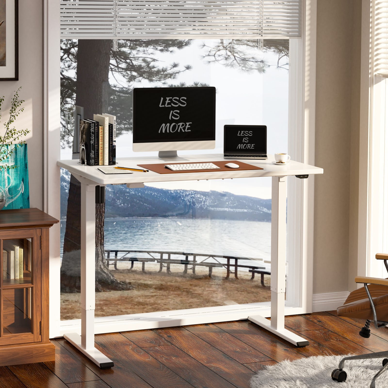 FlexiSpot E7 Pro - Sit/standing desk - rectangular - electric height  adjustment - bamboo - white base 